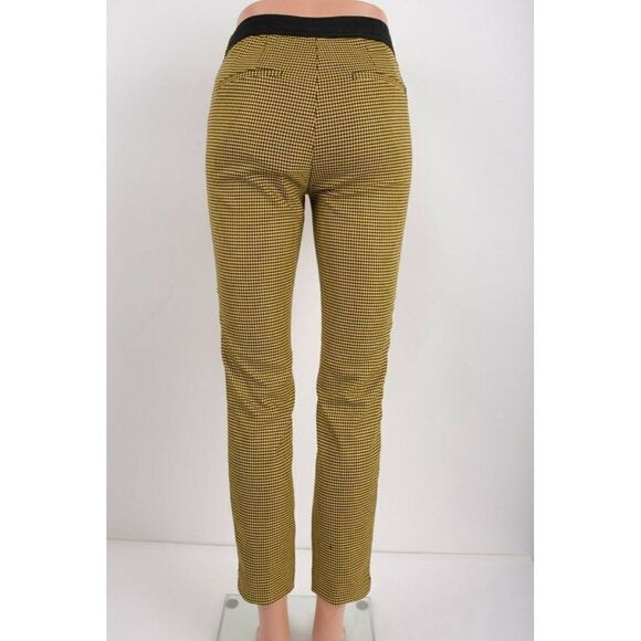 Zara Womens Jogger Pants Yellow Black Houndstooth - Picture 4 of 9